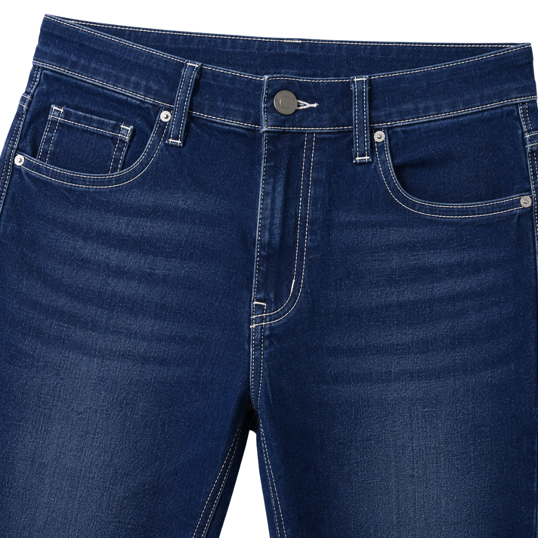 Premium Slim Fit Blue Jeans – White Contrast Stitching | Kessy Wounder