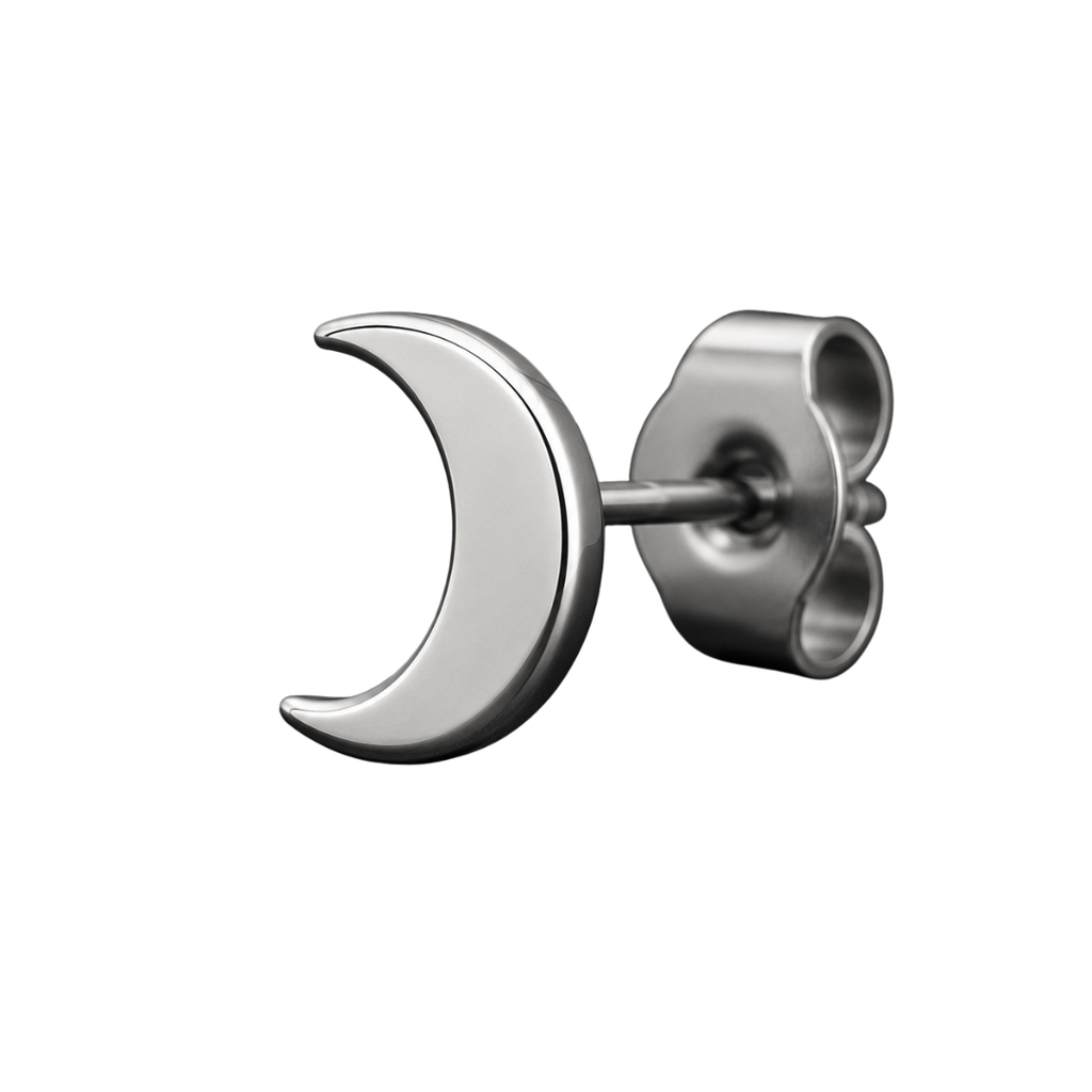 Premium Stainless Steel Crescent Moon Stud Earring – Silver | Kessy Wounder