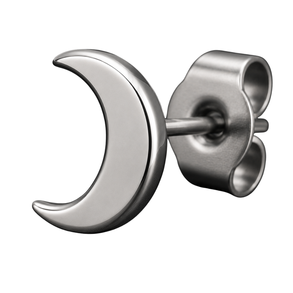 Premium Stainless Steel Crescent Moon Stud Earring – Silver | Kessy Wounder