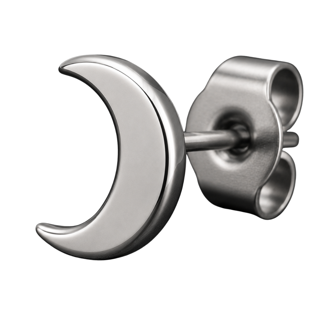 Premium Stainless Steel Crescent Moon Stud Earring – Silver | Kessy Wounder