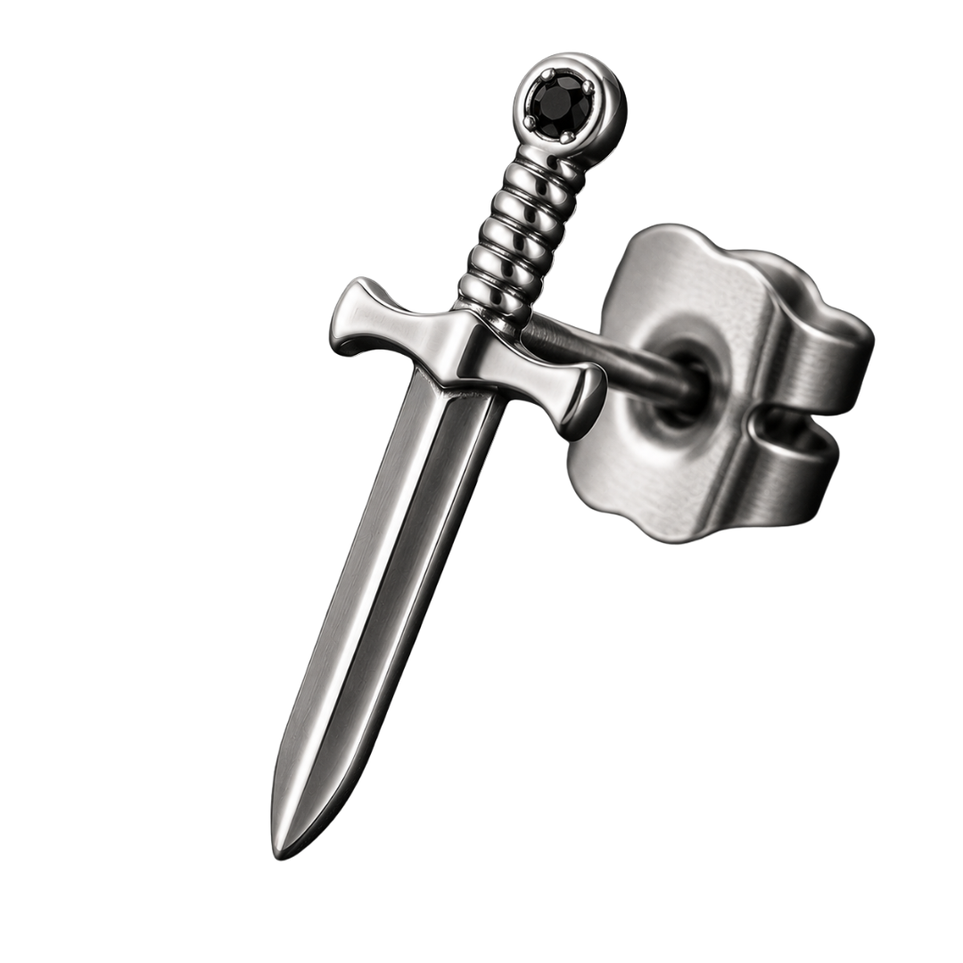 Premium Stainless Steel Sword Stud Earring – Silver | Kessy Wounder
